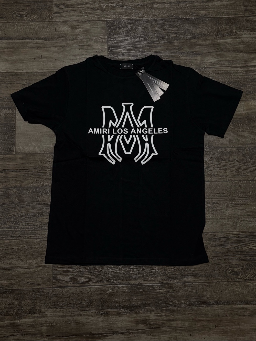 AMIRI Black T-Shirt with White AMIRI Los Angeles Logo